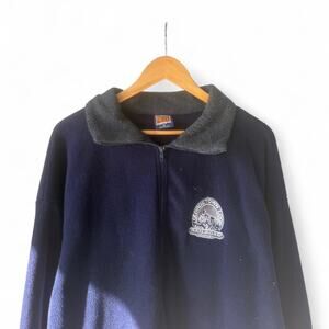 90S NAVY GEORGETOWN FLEECE COLLARED JACKET XL